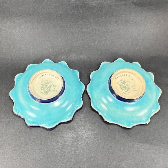 Vtg Emaux de Longwy Ceramic Pottery Blue Enameled Cloisonne Bowl France 30s - Picture 6 of 16